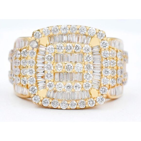 Genuine 3.16 Cts Diamond Men's Ring 10k Solid Yellow Gold